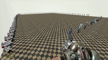 100 Combine Elite Soldiers vs Team Fortress 2 Bots in Garry’s Mod
