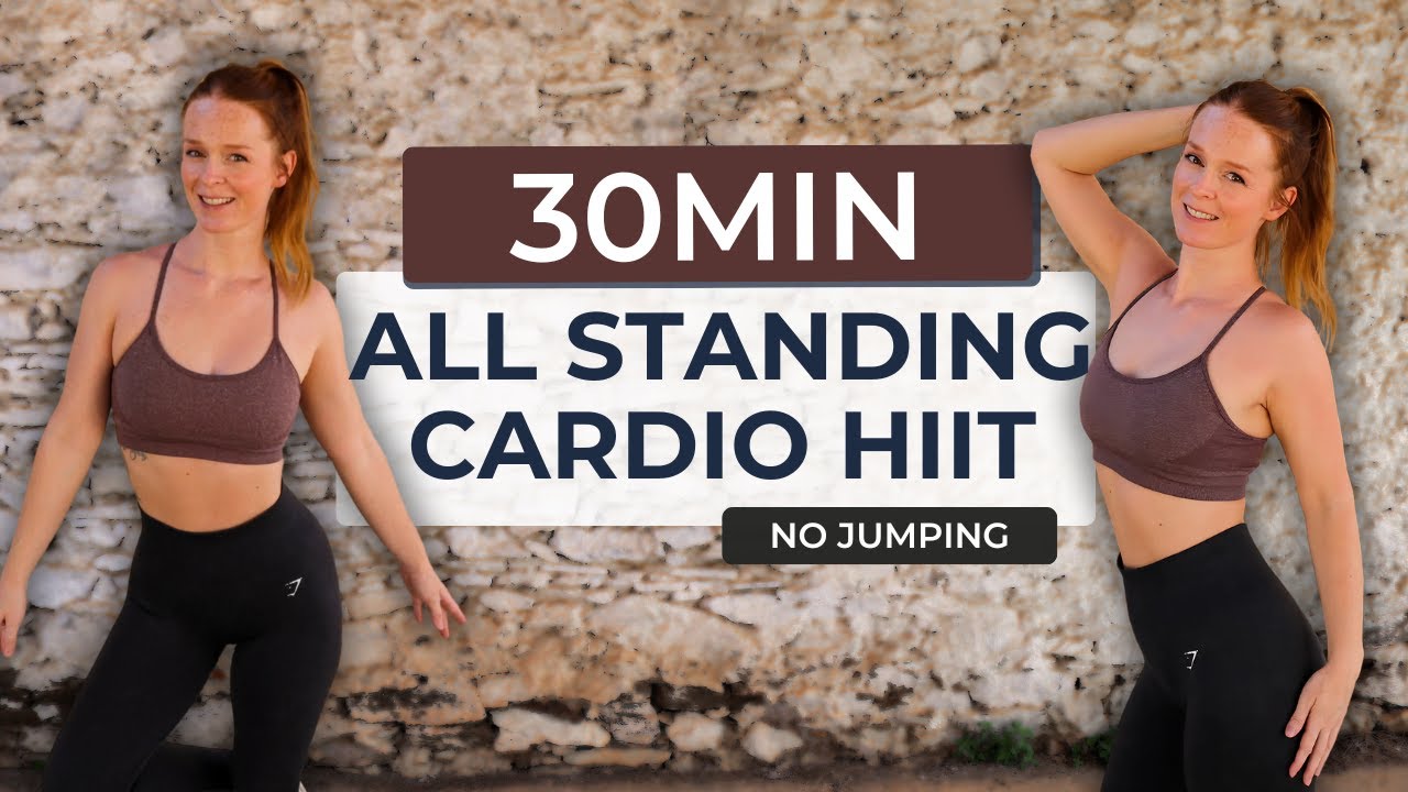 30 MIN NO JUMPING HIIT CARDIO | All Standing Workout | Full Body Fat ...