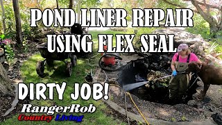 Pond Liner Repair Using Flex Seal | Dirty Job