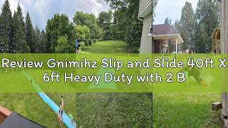 Review Gnimihz Slip and Slide 40ft X 6ft Heavy Duty with 2 Bodyboards, Thicker Lawn Water Slide, Tea