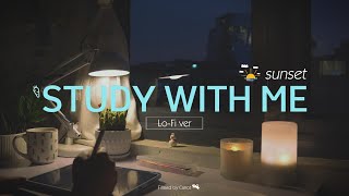 2-HOUR STUDY WITH ME | Relaxing Lo-Fi | Pomodoro 50/10 | My room at Sunset🌆