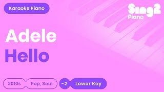 Adele - Hello (Lower Key) Karaoke Piano