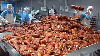 Массовое Производство! Процесс Приготовления Тушеных Свиных Ножек - Пищевая Фабрика В Корее