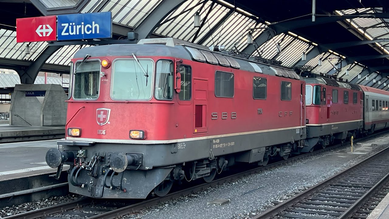 Ausfahrt des EC 163 in Zürich HB auf Gleis 14 - YouTube