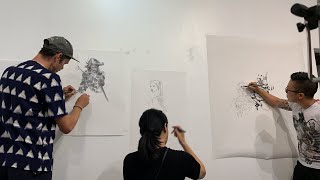 Superani(Karl Kopinski, Jisu, Peter Han) Live Drawing at GR2 Art Gallery in L.A, US