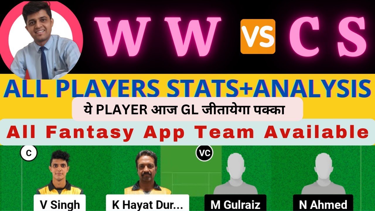 WW VS CS WW VS CS DREAM11 TEAM PREDICTION MCA T20 Super Series 