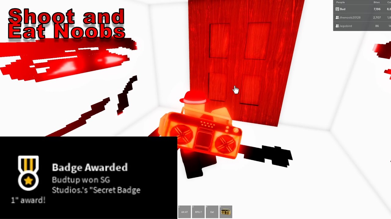 how to get the secret badge in shoot and eat noobs YouTube