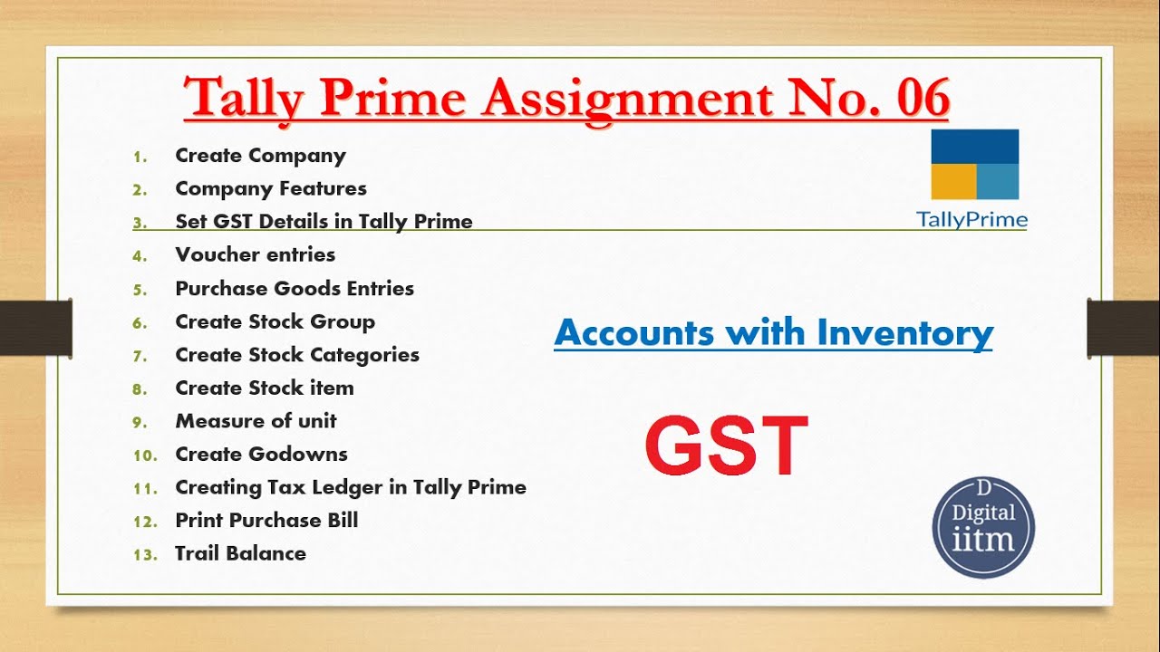 tally assignment gst