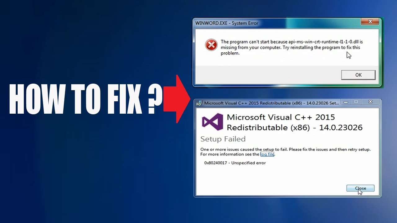 How To Fix Api Ms Win Crt Runtime L1 1 0 Dll Is Missing From Your Computer Windows 7