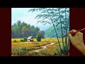 Acrylic Landscape Painting in Time-lapse / Tropical Hut with Bamboo  / JMLisondra