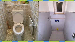 Replacing the floorstanding toilet with a modern wallhung toilet: It's that easy