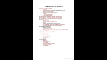 Most Important Topics of  Econometrics  (Unit:3) for UGC-NET Economics 2025 as per new pattern