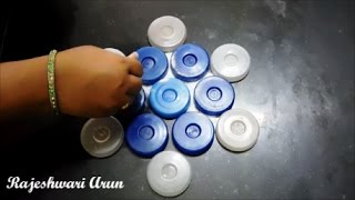 innovative rangoli designs using bottle cups and cotton buds || creative flower rangoli designs