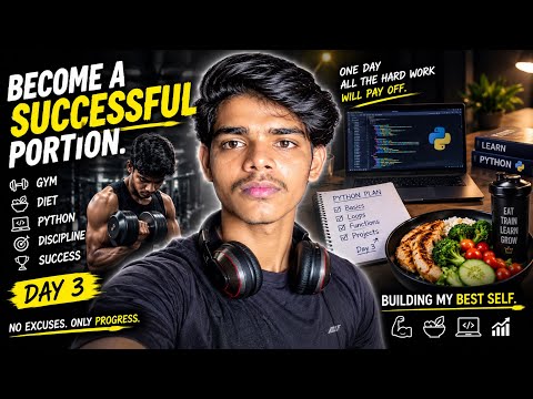 Day 3 of Becoming Successful 💪 | Gym, Diet & Learning Python | My Self Improvement Journey