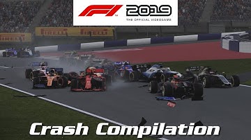 F1 2019 Game - Crash Compilation