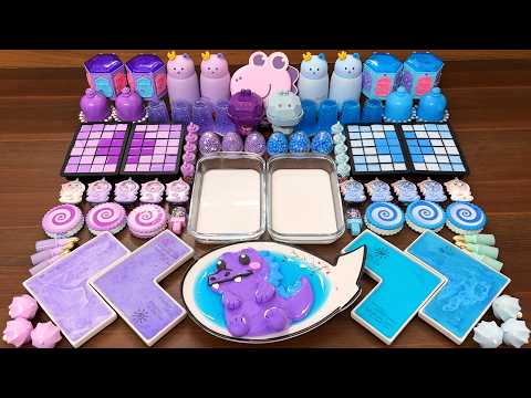 Slime Mixing Random Items: Purple vs Blue Glossy ASMR Chill
