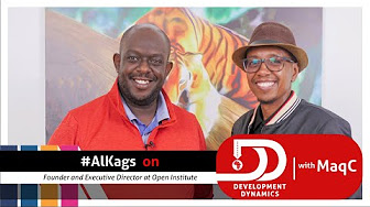 A picture of Al Kags standing left next to MaqC Eric Gitau with the artwork of the Youtube Channel -  https://www.youtube.com/c/DevelopmentDynamics