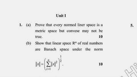 MSc Mathematics 4th Sem Reappear Functional Analysis Question Paper