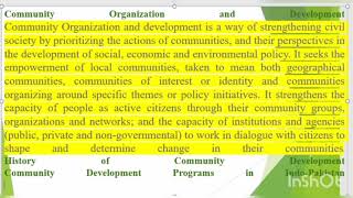 Community Organization and development