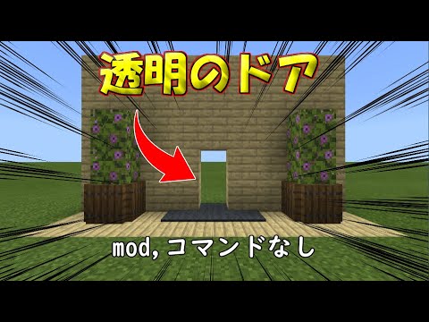 【マイクラ 統合版・java版】1分でできる簡単、透明のドアの作り方！【マインクラフトレッドストーン】【PE/PS4/Switch/Xbox/Win10】mod,コマンドなし　1.17