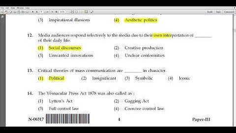 Mass Communication and Journalism UGC NET Examination Question Paper 3 2017 November