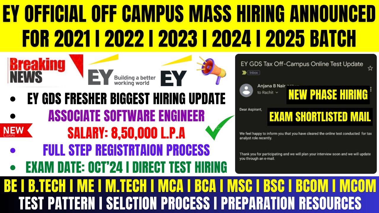 EY GDS Official Mass Hiring Announced | Direct Test Hiring | OFF Campus ...