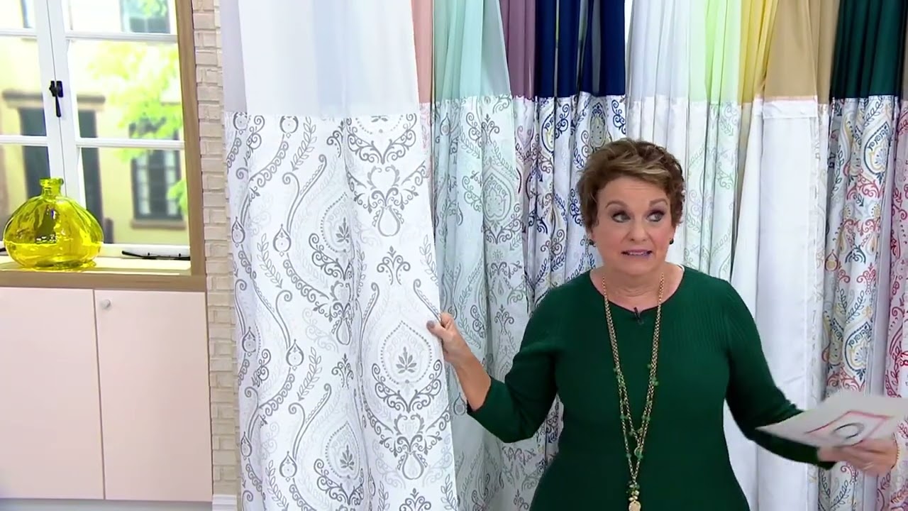 Hookless French Damask Shower Curtain with Built-in Liner on QVC