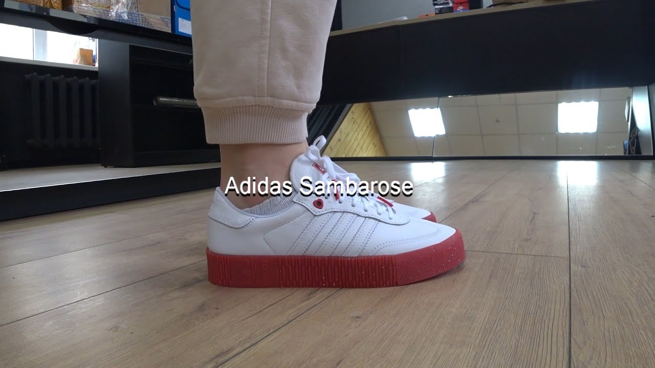 Consentimiento Clip mariposa látigo Adidas Sambarose FZ1831 (White-Red) Onfeet Review | sneakers.by - YouTube