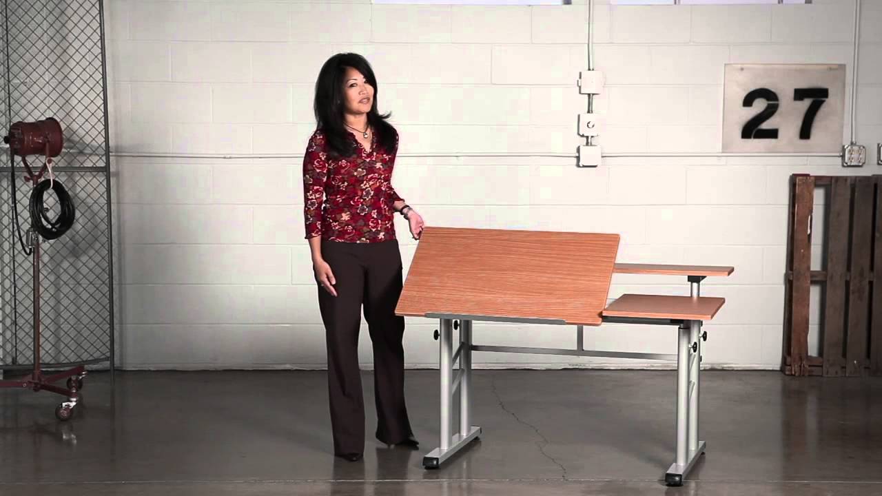 Safco Height Adjustable Split Level Drafting Table Youtube