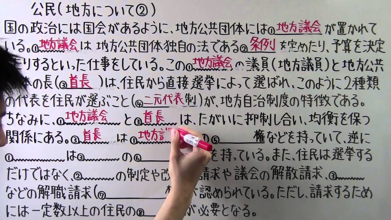 【社会】　　公民－２８　　地方について②