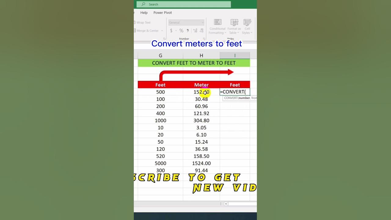 How to convert Meters to feets & Feet to meters excel exceltips 