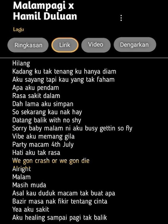 Lirik Lagu Malam Pagi X Hamil Duluan