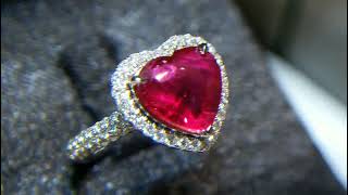 Pigeon Blood Red Ruby Ring Oval Shape Gemstone 2.29 Cts Mozambic 0.496 Cts Diamond CGL Certified