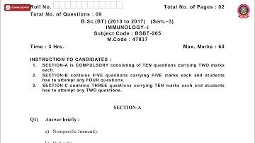 BSC BT 3RD SEM IMMUNOLOGY 1ST MAY 2019 | PTU