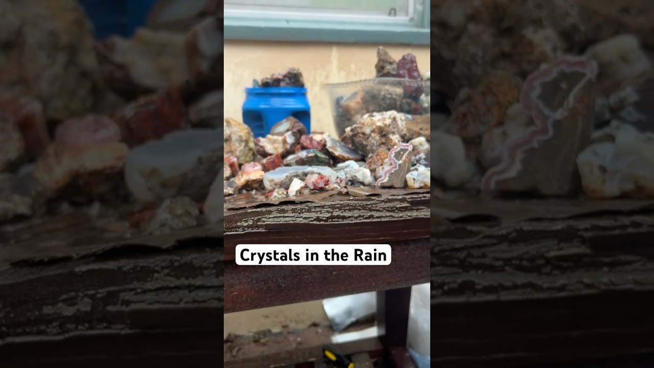 Raindrops on my workbench #art #rain #lapidary #rainsounds #nature #crystals #norcal #california