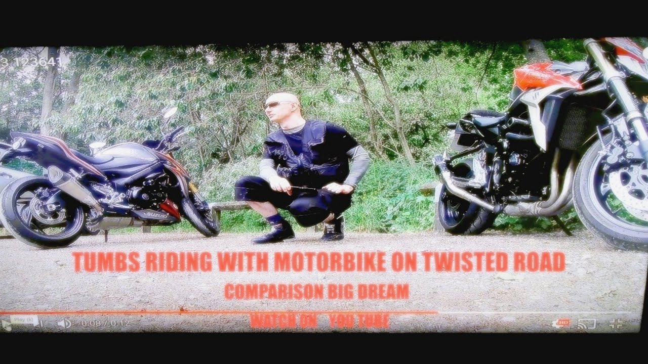 Tombs riding with motorbike on twisted road comparison to Big dream