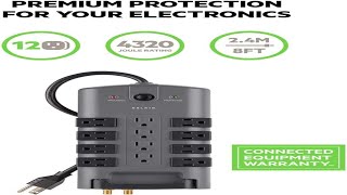 Belkin Surge Protector Power Strip w 8 Rotating & 4 Standard Outlets - 8ft Sturdy Extension Cord
