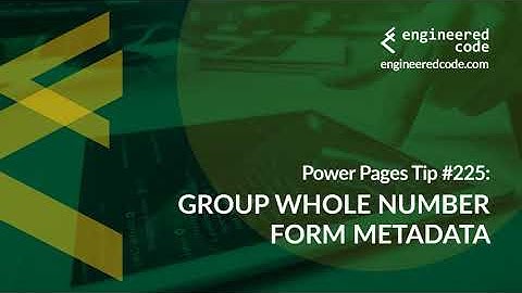 Power Pages Tip #225 - Group Whole Number Form Metadata - Engineered Code