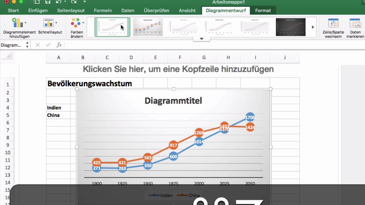 Excel 2016 Mac 42 Diagramm Erstellen Youtube