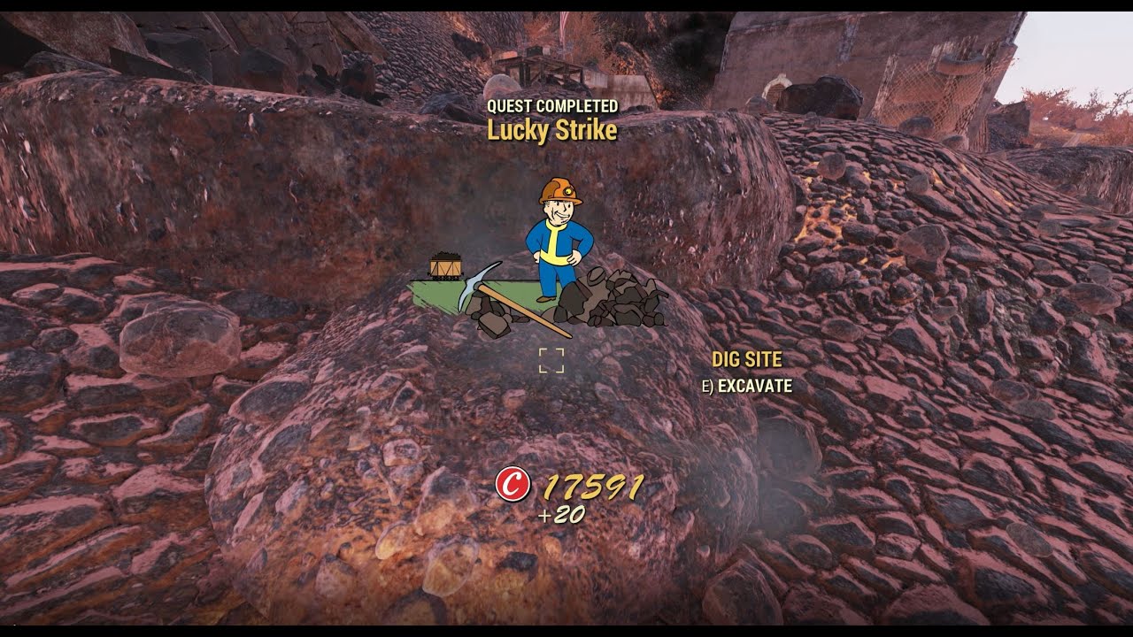 Fallout 76 - Lucky Strike - Find and excavate the Dig Site in Belching Betty