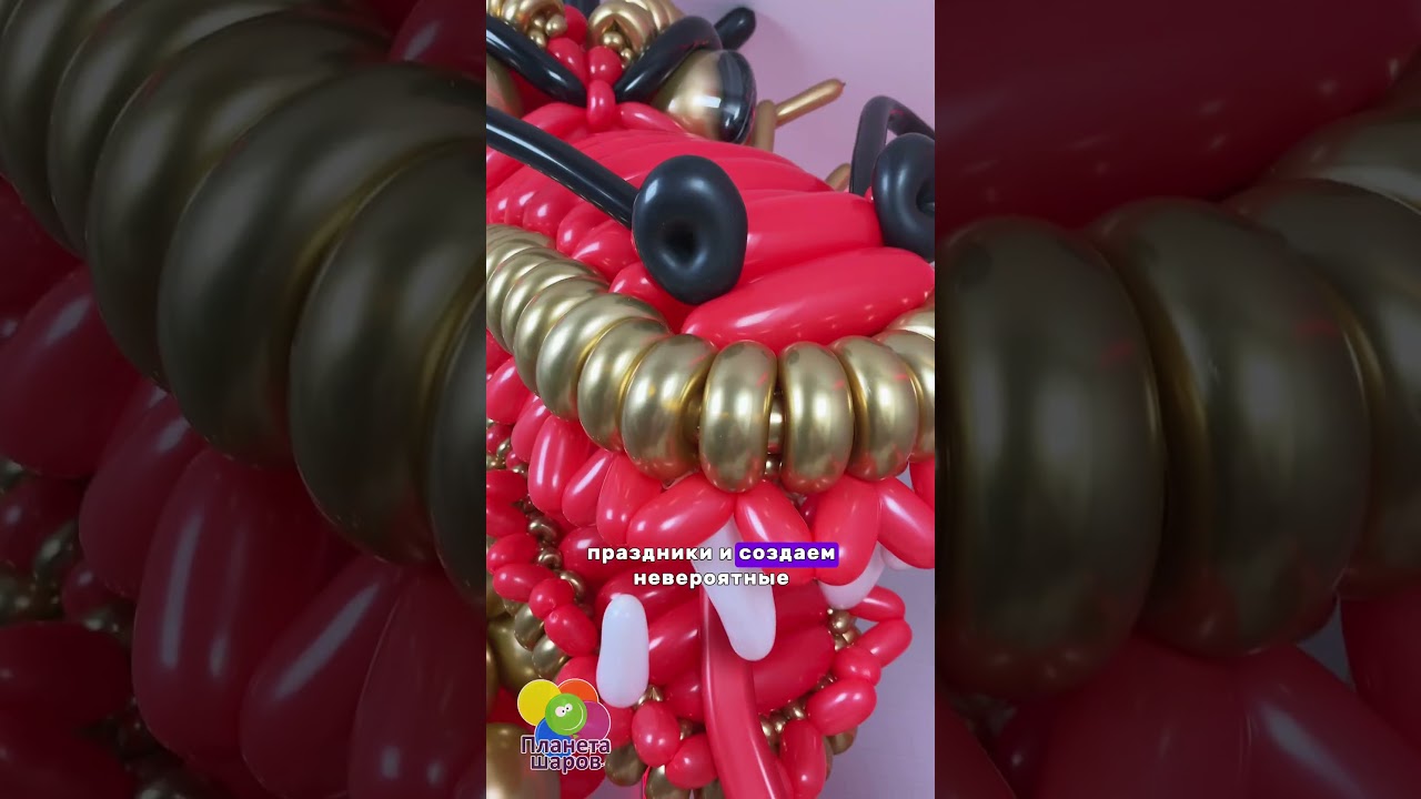 Дракон из воздушных шаров. Символ 2024 года. Воздушные шары от Планеты шаров 