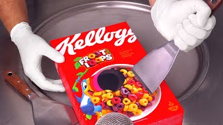 Kelloggs FROOT LOOPS - Ice Cream Rolls | crunchy Cereal and Milk Breakfast Dessert | ASMR