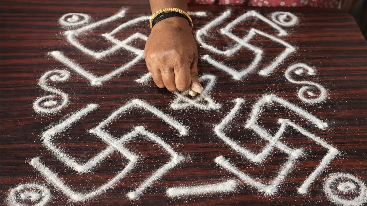 Easy 8×8 Dots Kolam Design | Simple Daily Rangoli 