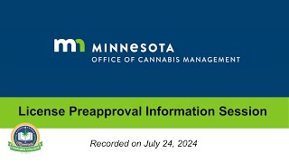 Office of Cannabis Management License Preapproval Information Session on Wed, July 24, 2024