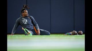 Cam Newton throws at 2023 Auburn Pro Day
