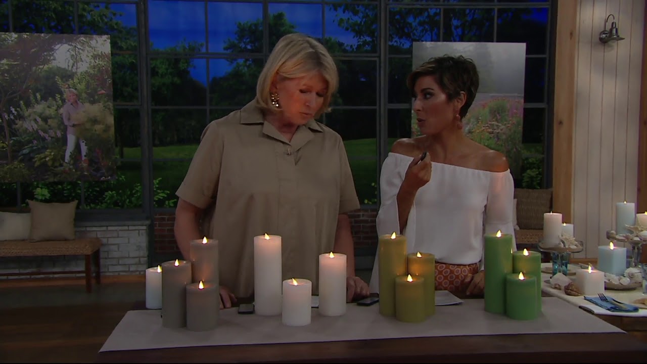 Martha Stewart Flameless Candle Garden & Remote w/ 4" 6" & 8" Pillars on QVC