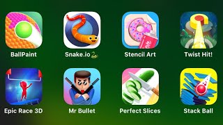 Ball Paint, Snake.io, Stencil Art, Twist Hit, Epic Race 3D, Mr bullet, Perfect Slices, Stack Ball screenshot 3