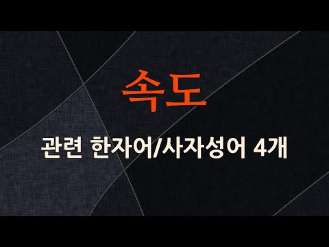 속도에 관한 한자어/사자성어 4개