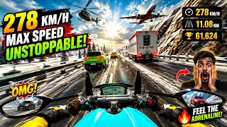 Max Speed Unstoppable 278,KM🚀🔥 OMG #trafficrider #bikegame #rider #gamergirl  screenshot 3
