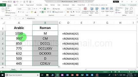 Roman function example in excel
